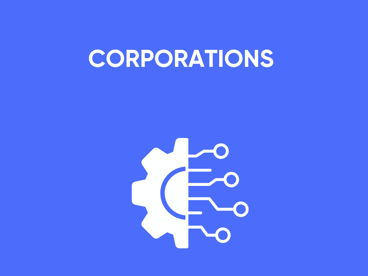 Corporations on blue screen